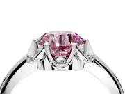 Floral Frame Engagement Ring Setting for Fancy Pink Round Cut Center with Accent Clusters and Prong Head in Sterling Silver