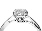 Solitaire Engagement Ring Setting for Cushion Cut Center with Plain Bypass Twist Band and Prong Head in White Gold