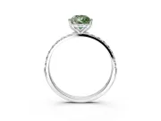 Solitaire Engagement Ring Setting for Fancy Green Pear-Shaped Center with Fine Pave Accents and Prong Head in Platinum