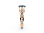 Solitaire Engagement Ring Setting for Fancy Blue Radiant Cut Center with Graduated Shared Prongs and Prong Head in Rose Gold