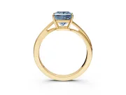 Solitaire Engagement Ring Setting for Fancy Blue Princess Cut Center with Plain Bypass Twist Band and Prong Head in Yellow Gold