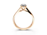 Solitaire Engagement Ring Setting for Emerald Cut Center with Round Cut Channel Band and Prong Head in Rose Gold