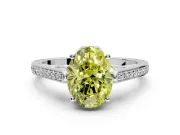 Cathedral Engagement Ring Setting for Fancy Yellow Oval Center with Antique-Style Pave Band and Prong Head in Sterling Silver