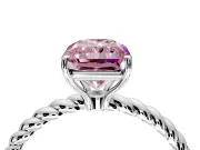 Solitaire Engagement Ring Setting for Fancy Pink Radiant Cut Center with Plain Twisted Rope Band and Prong Head in Platinum