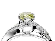 Halo Engagement Ring Setting for Fancy Yellow Marquise Center with Marquise and Pave Bypass Band and Prong Head in Sterling Silver