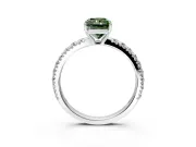 Solitaire Engagement Ring Setting for Fancy Green Radiant Cut Center with Large Accent Band and Prong Head in Platinum