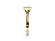Side Accent Engagement Ring Setting for Fancy Yellow Radiant Cut Center with Accent Shoulders and Prong Head in Yellow Gold