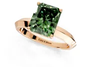 Solitaire Engagement Ring Setting for Fancy Green Radiant Cut Center with Wide Knife Ridge Band and Prong Head in Rose Gold