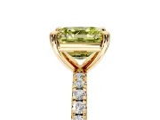 Solitaire Engagement Ring Setting for Fancy Yellow Asscher Cut Center with Fine Pave Narrow Band and Prong Head in Yellow Gold