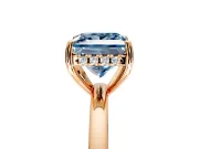 Solitaire Engagement Ring Setting for Fancy Blue Princess Cut Center with Fine Wire Band and Prong Head in Rose Gold