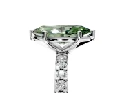 Solitaire Engagement Ring Setting for Fancy Green Marquise Center with Round Cut Pave Band and Prong Head in Sterling Silver