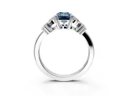 Floral Engagement Ring Setting for Fancy Blue Emerald Cut Center with Marquise Cluster Shoulders and Prong Head in Platinum