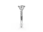 Solitaire Engagement Ring Setting for Oval Center with Trailing Leaf Accent Band and Prong Head in White Gold