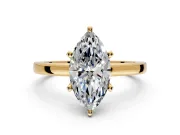 Solitaire Engagement Ring Setting for Marquise Center with Basket Rail and Prong Head in Yellow Gold