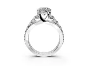 Solitaire Engagement Ring Setting for Heart-Shaped Center with Graduated Shared Prongs and Prong Head in White Gold