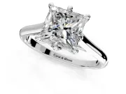 Solitaire Engagement Ring Setting for Princess Cut Center with Cathedral Band and Prong Head in Sterling Silver