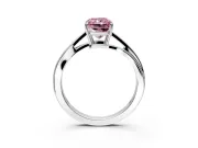 Solitaire Engagement Ring Setting for Fancy Pink Radiant Cut Center with Plain Bypass Twist Band and Prong Head in Sterling Silver