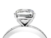 Solitaire Engagement Ring Setting for Asscher Cut Center with Channel Baguette Band and Prong Head in Platinum
