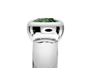 Solitaire Engagement Ring Setting for Fancy Green Cushion Cut Center with Wide Band and Bezel Head in Sterling Silver