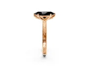 Solitaire Engagement Ring Setting for Fancy Black Marquise Center with Engraved Milgrain Band and Prong Head in Rose Gold