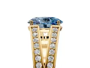Split Shank Engagement Ring Setting for Fancy Blue Oval Center with Pave Split Shank and Prong Head in Yellow Gold