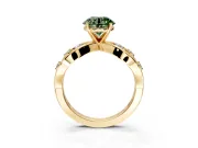 Solitaire Engagement Ring Setting for Fancy Green Round Cut Center with Criss-Cross Accent Band and Prong Head in Yellow Gold
