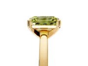 Solitaire Engagement Ring Setting for Fancy Yellow Emerald Cut Center with Basket Rail and Prong Head in Yellow Gold