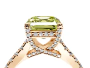 Solitaire Engagement Ring Setting for Fancy Yellow Asscher Cut Center with Widening Pave Band and Claw Prong Head in Rose Gold