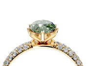 Solitaire Engagement Ring Setting for Fancy Green Marquise Center with Domed Multi-Row Pave Band and Prong Head in Yellow Gold