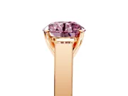 Solitaire Engagement Ring Setting for Fancy Pink Round Cut Center with Tapered Split Shoulders and Prong Head in Rose Gold