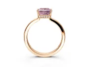 Hidden Halo Engagement Ring Setting for Fancy Pink Princess Cut Center with Wide Flat Plain Band and Prong Head in Rose Gold