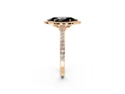 Halo Engagement Ring Setting for Fancy Black Marquise Center with Pave Accents, Heart Basket and Prong Head in Rose Gold