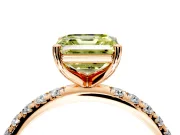 Solitaire Engagement Ring Setting for Fancy Yellow Asscher Cut Center with Micro Pave Band and Prong Head in Rose Gold