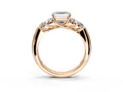 Cluster Engagement Ring Setting for Asscher Cut Center with Round Cut Accent Frame and Prong Head in Rose Gold