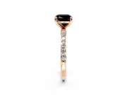 Solitaire Engagement Ring Setting for Fancy Black Cushion Cut Center with Pave Accents and Prong Head in Rose Gold