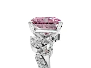 Solitaire Engagement Ring Setting for Fancy Pink Radiant Cut Center with Marquise Accent Twist Band and Prong Head in Platinum