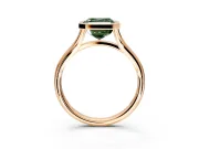 Solitaire Engagement Ring Setting for Fancy Green Asscher Cut Center with V Split Shank and Bezel Head in Rose Gold