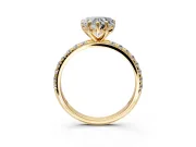 Solitaire Engagement Ring Setting for Heart-Shaped Center with Micro Pave Band and Prong Head in Yellow Gold