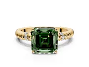 Rope Engagement Ring Setting for Fancy Green Asscher Cut Center with Accent Shoulders and Prong Head in Yellow Gold