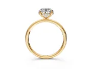 Solitaire Engagement Ring Setting for Round Cut Center with Plain Band, Open Basket and Prong Head in Yellow Gold