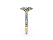 Solitaire Engagement Ring Setting for Fancy Blue Marquise Center with Single Row Accent Band and Prong Head in Yellow Gold