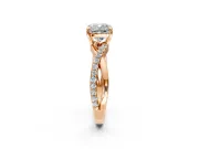 Crossover Engagement Ring Setting for Cushion Cut Center with Pave and Plain Strands and Prong Head in Rose Gold