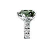 Solitaire Engagement Ring Setting for Fancy Green Heart-Shaped Center with Large Accent Band and Prong Head in Platinum