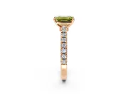 Solitaire Engagement Ring Setting for Fancy Yellow Emerald Cut Center with Single Row Accent Band and Prong Head in Rose Gold