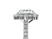 Halo Engagement Ring Setting for Princess Cut Center with Single-Row Pave, Open Basket and Prong Head in Sterling Silver