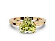 Solitaire Engagement Ring Setting for Fancy Yellow Heart-Shaped Center with Flat-Sided Plain Band and Prong Head in Yellow Gold