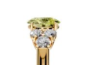 Cluster Engagement Ring Setting for Fancy Yellow Oval Center with Round Cut Accent Frame and Prong Head in Yellow Gold