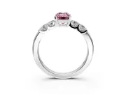 5 Stone Engagement Ring Setting for Fancy Pink Emerald Cut Center with Plain Band and Prong Head in Platinum