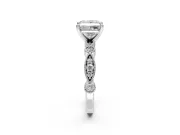 Solitaire Engagement Ring Setting for Princess Cut Center with Milgrain Bezel Accents and Prong Head in Sterling Silver