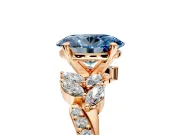 Solitaire Engagement Ring Setting for Fancy Blue Oval Center with Marquise Accent Twist Band and Prong Head in Rose Gold